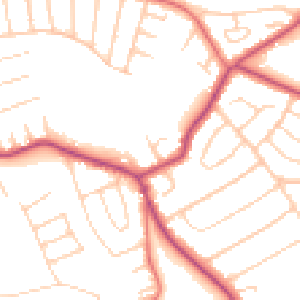 Daytime road noise heatmap for CH48 7EQ