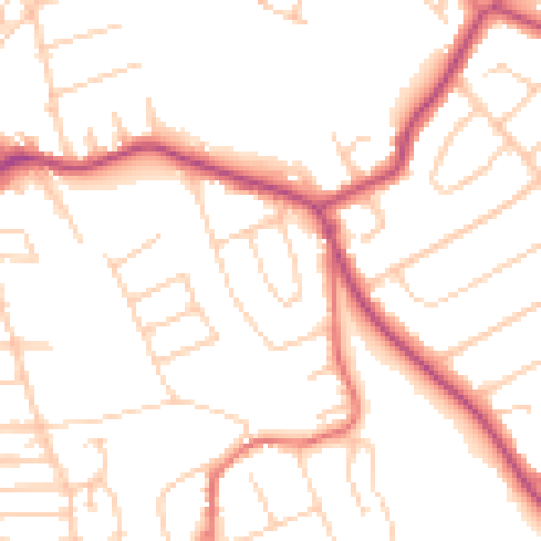 Daytime road noise heatmap for CH48 7ET