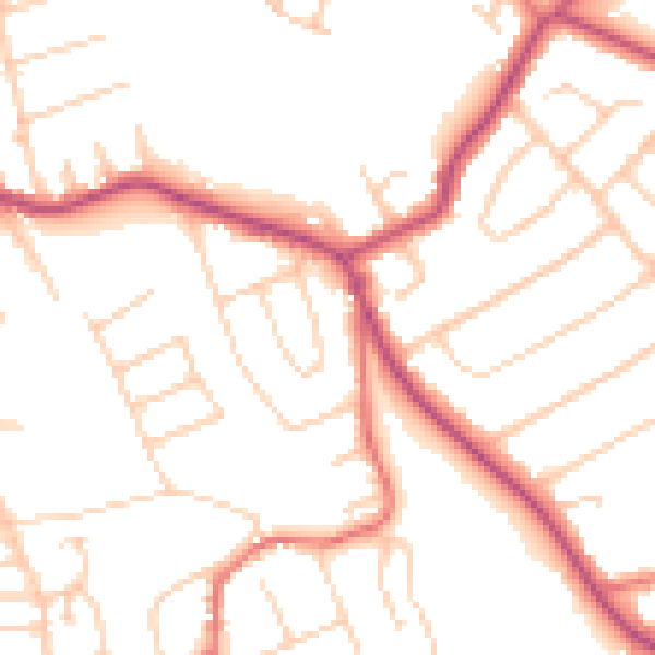 Daytime road noise heatmap for CH48 7EU