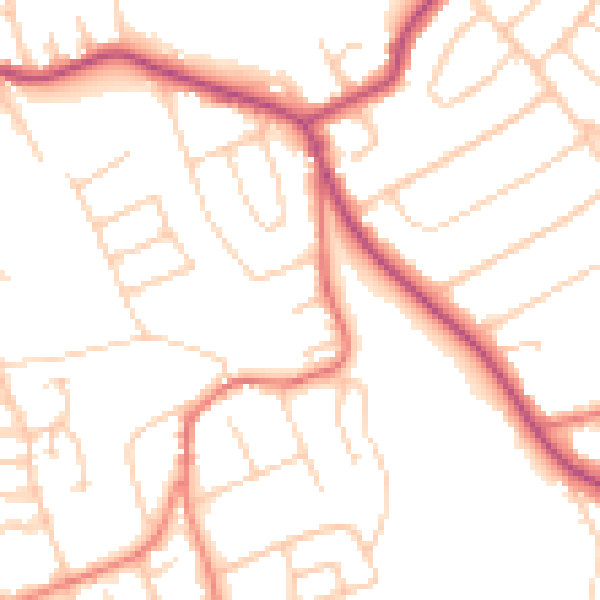 Daytime road noise heatmap for CH48 7HW