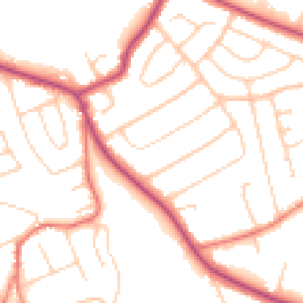 Daytime road noise heatmap for CH48 8AG