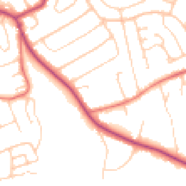 Daytime road noise heatmap for CH48 8AS