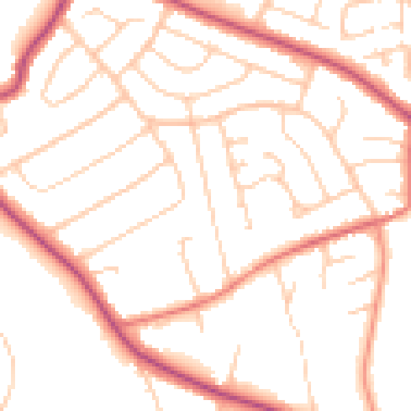 Daytime road noise heatmap for CH48 8BD