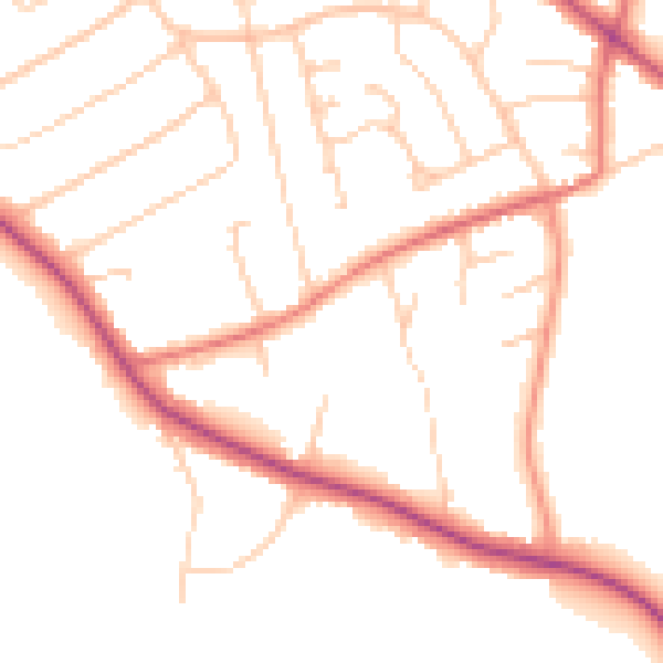 Daytime road noise heatmap for CH48 8BT