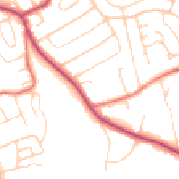 Daytime road noise heatmap for CH48 8DD
