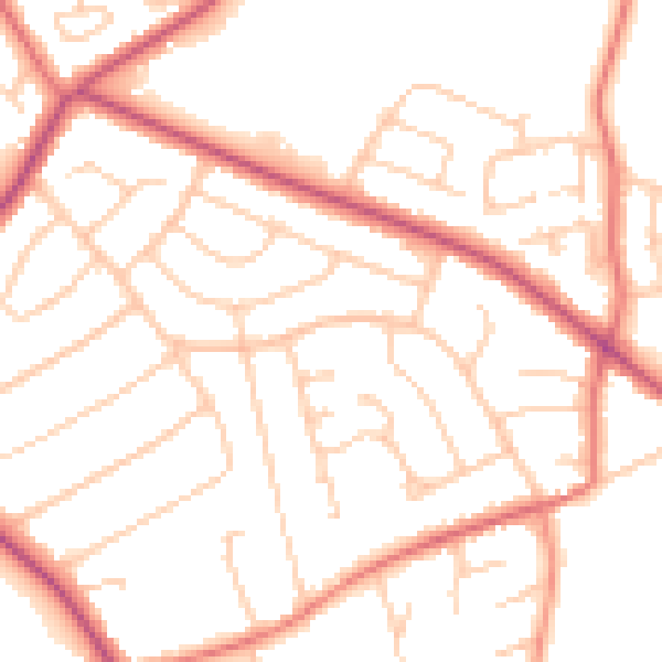 Daytime road noise heatmap for CH48 9UA