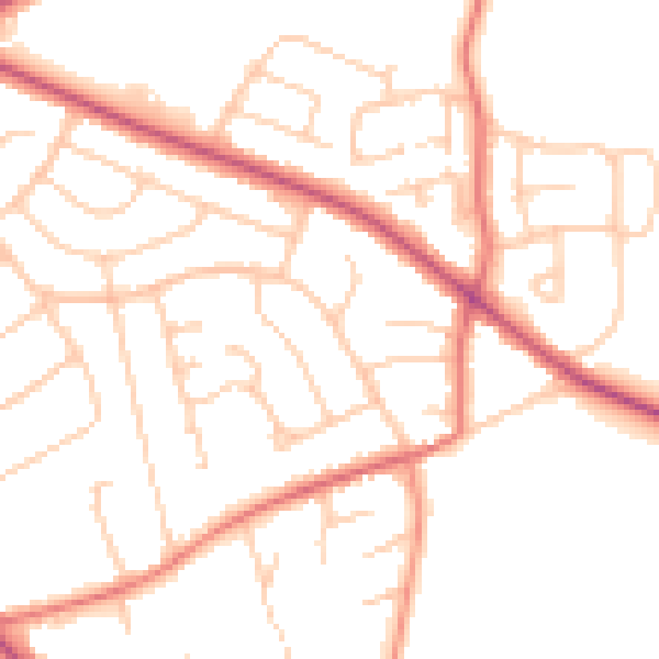 Daytime road noise heatmap for CH48 9UB