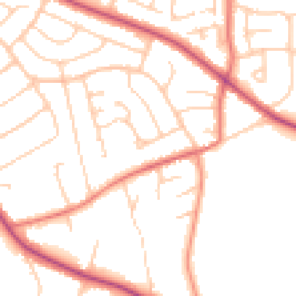 Daytime road noise heatmap for CH48 9UD