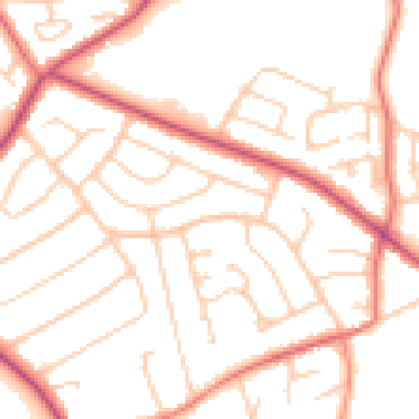 Daytime road noise heatmap for CH48 9UF