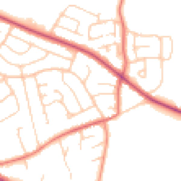 Daytime road noise heatmap for CH48 9UG