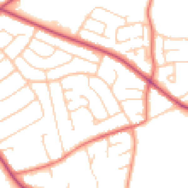 Daytime road noise heatmap for CH48 9UN