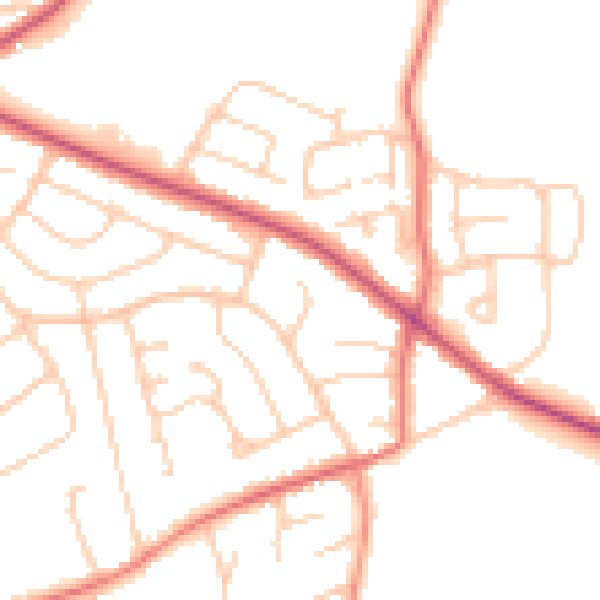 Daytime road noise heatmap for CH48 9UP