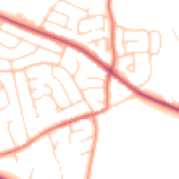 Daytime road noise heatmap for CH48 9UR