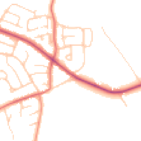 Daytime road noise heatmap for CH48 9UU