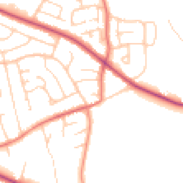 Daytime road noise heatmap for CH48 9XH