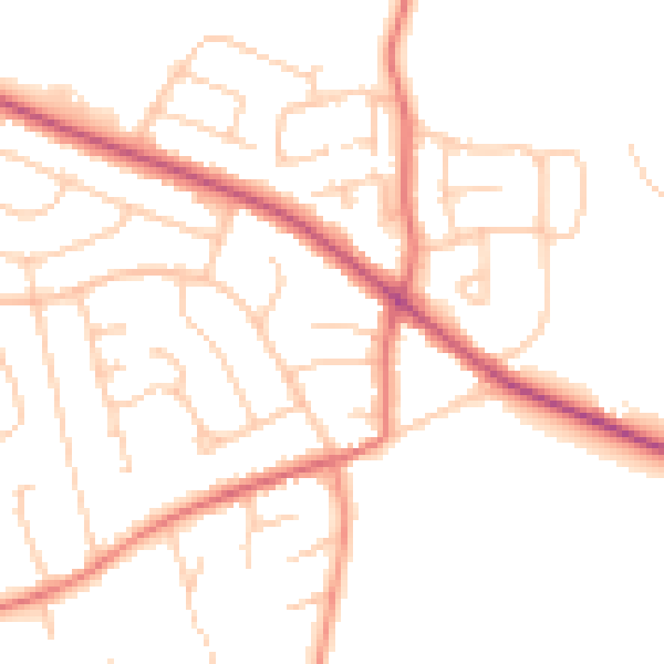 Daytime road noise heatmap for CH48 9XJ