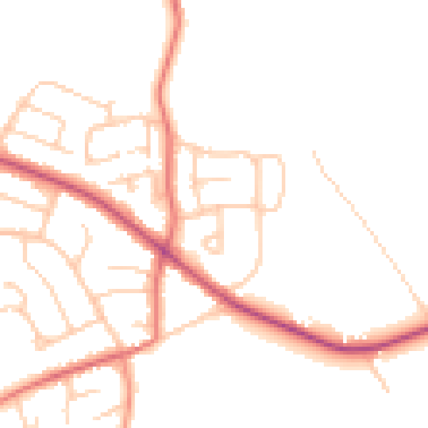 Daytime road noise heatmap for CH48 9XP
