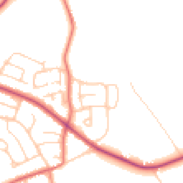 Daytime road noise heatmap for CH48 9XS
