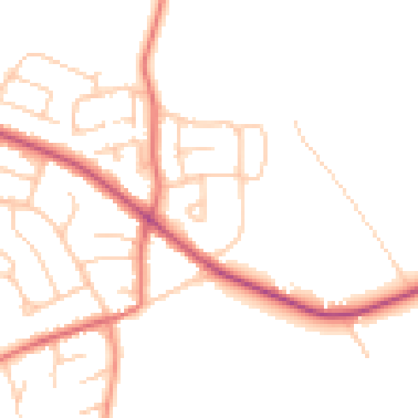 Daytime road noise heatmap for CH48 9XT