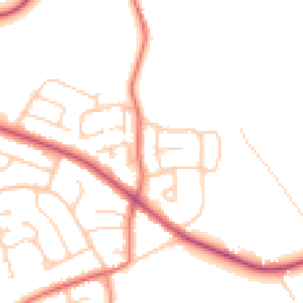 Daytime road noise heatmap for CH48 9XU