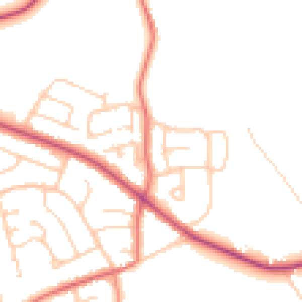 Daytime road noise heatmap for CH48 9XW