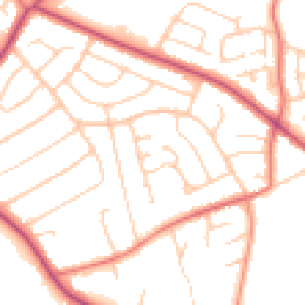 Daytime road noise heatmap for CH48 9XZ