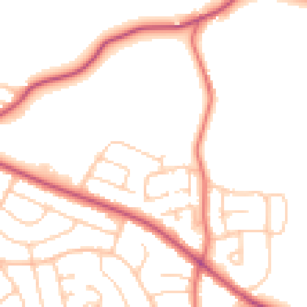 Daytime road noise heatmap for CH48 9YA