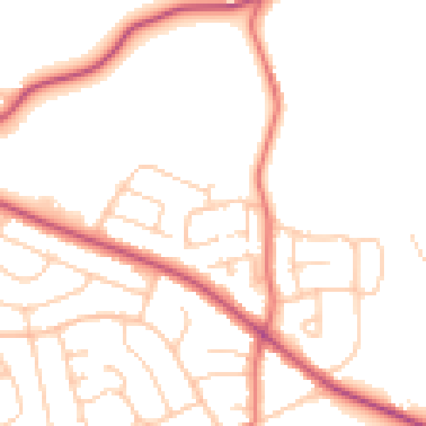 Daytime road noise heatmap for CH48 9YD