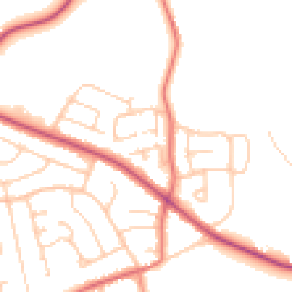 Daytime road noise heatmap for CH48 9YG