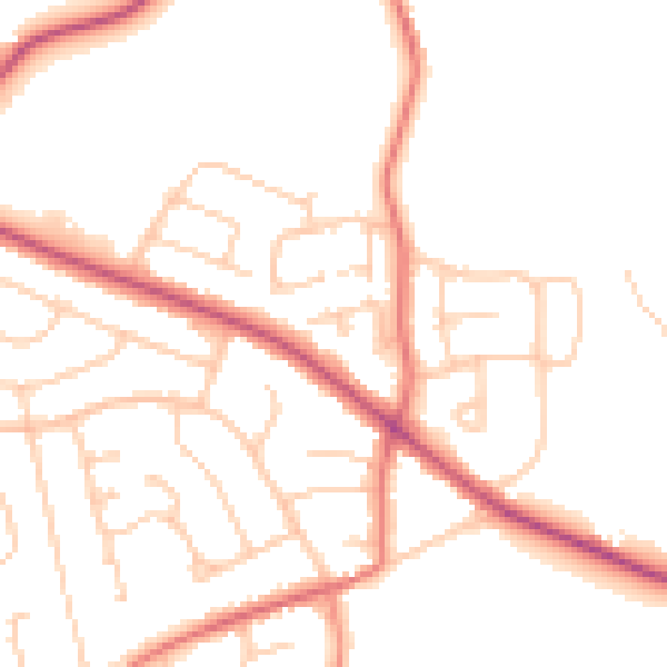 Daytime road noise heatmap for CH48 9YH