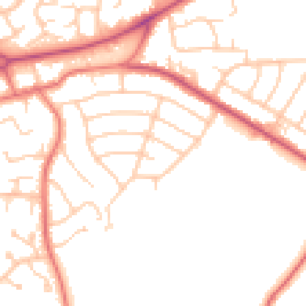 Daytime road noise heatmap for CH49 1SA