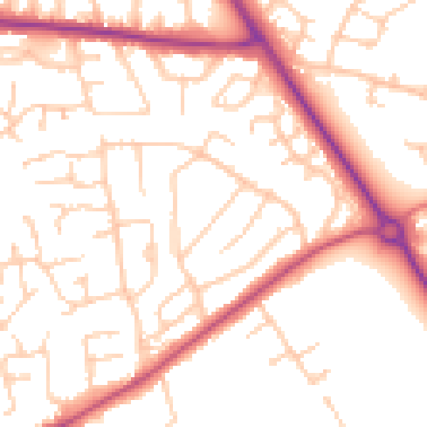 Daytime road noise heatmap for CH49 2NN