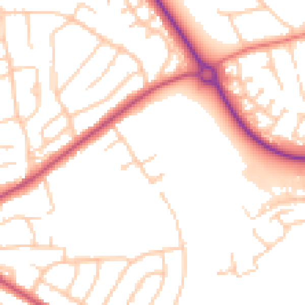 Daytime road noise heatmap for CH49 2PB