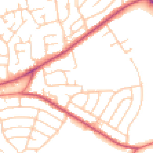 Daytime road noise heatmap for CH49 3QG