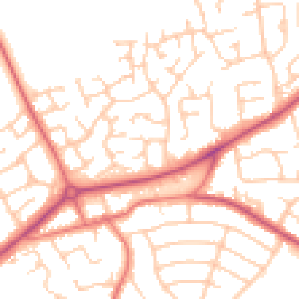 Daytime road noise heatmap for CH49 3QY