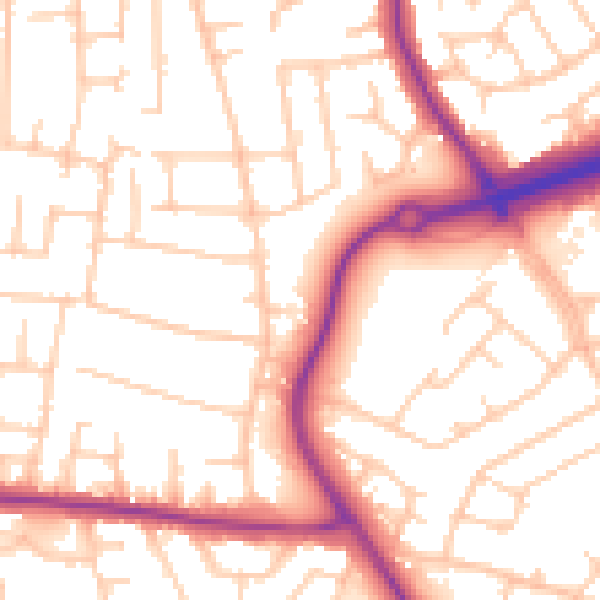 Daytime road noise heatmap for CH49 4QF