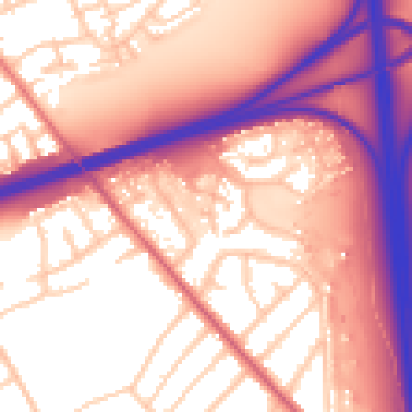 Daytime road noise heatmap for CH49 4QZ