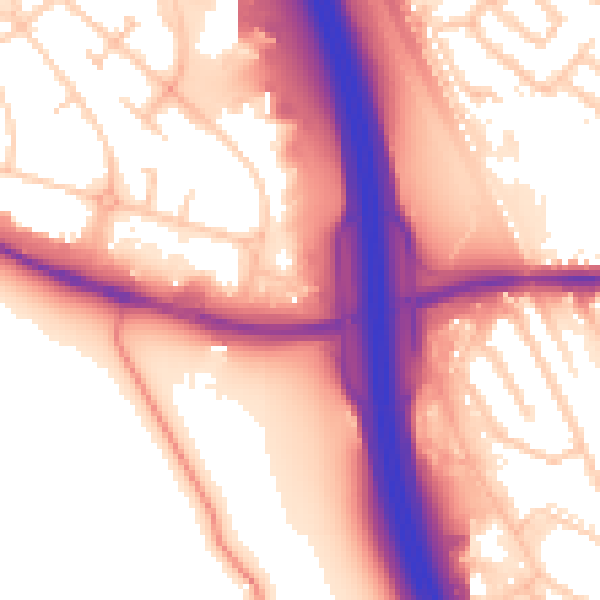 Daytime road noise heatmap for CH49 5LH
