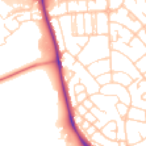 Daytime road noise heatmap for CH49 5PH