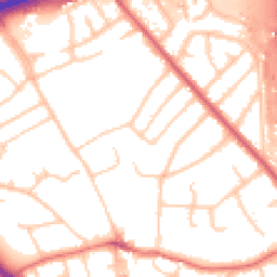 Daytime road noise heatmap for CH49 6LD
