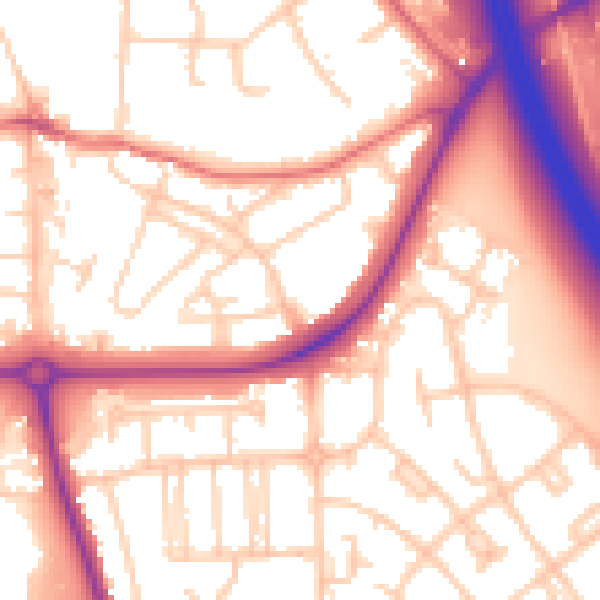Daytime road noise heatmap for CH49 9BA