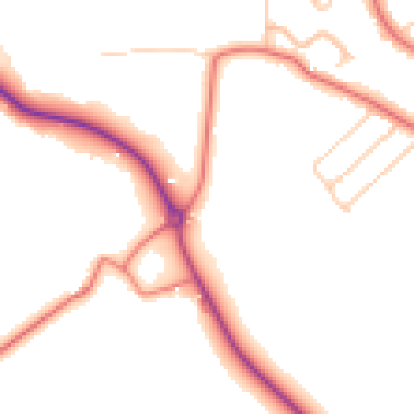 Daytime road noise heatmap for CH61 0HQ