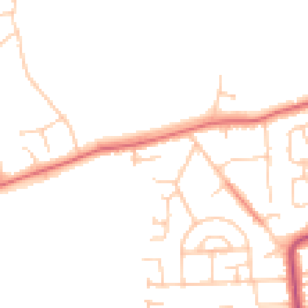 Daytime road noise heatmap for CH61 3UR