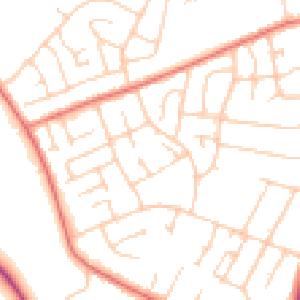 Daytime road noise heatmap for CH61 5XZ