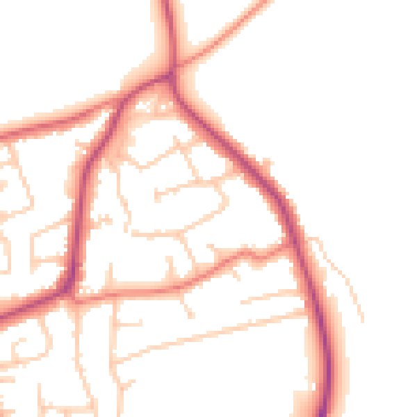 Daytime road noise heatmap for CH61 7XS