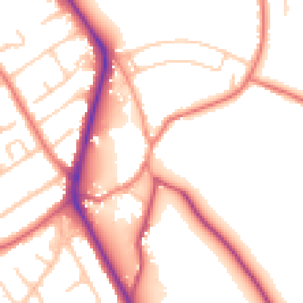 Daytime road noise heatmap for CH62 0AW