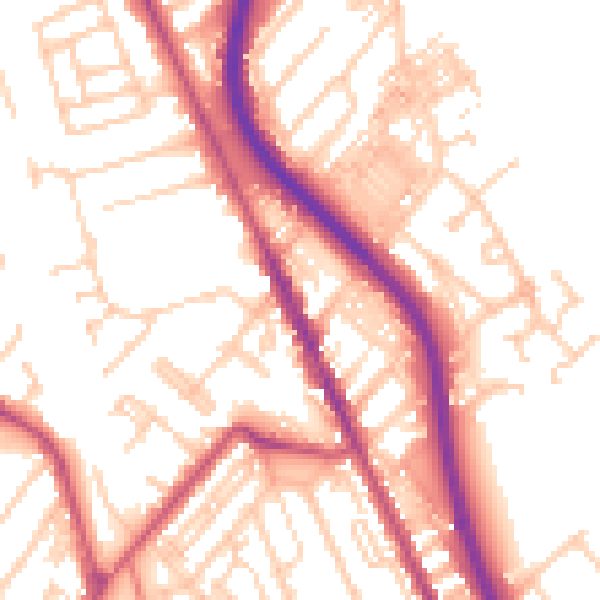 Daytime road noise heatmap for CH62 1AA
