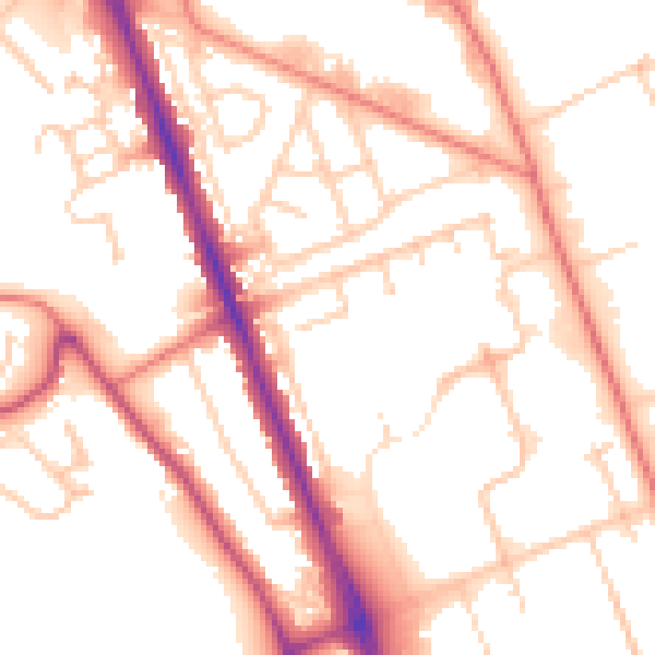 Daytime road noise heatmap for CH62 3LL