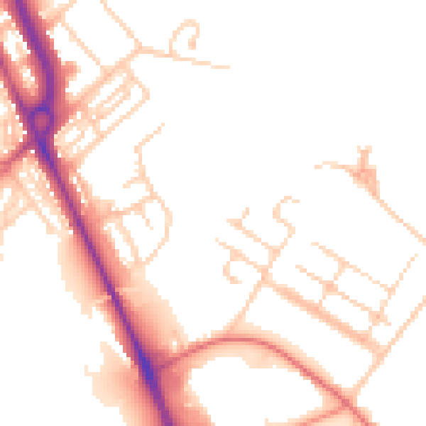 Daytime road noise heatmap for CH62 4AD