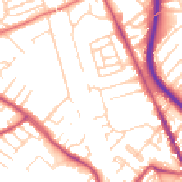 Daytime road noise heatmap for CH62 5FD